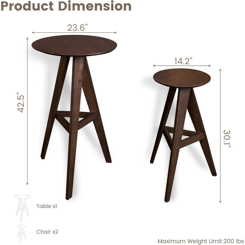 Lablanc Counter Height Bar Table and 2 Barstools Set