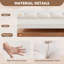 Banc rembourré en bois massif de style Mid-Century avec accoudoirs roulés, repose-pieds capitonné classique pour la chambre et le vestibule, beige-1277687633