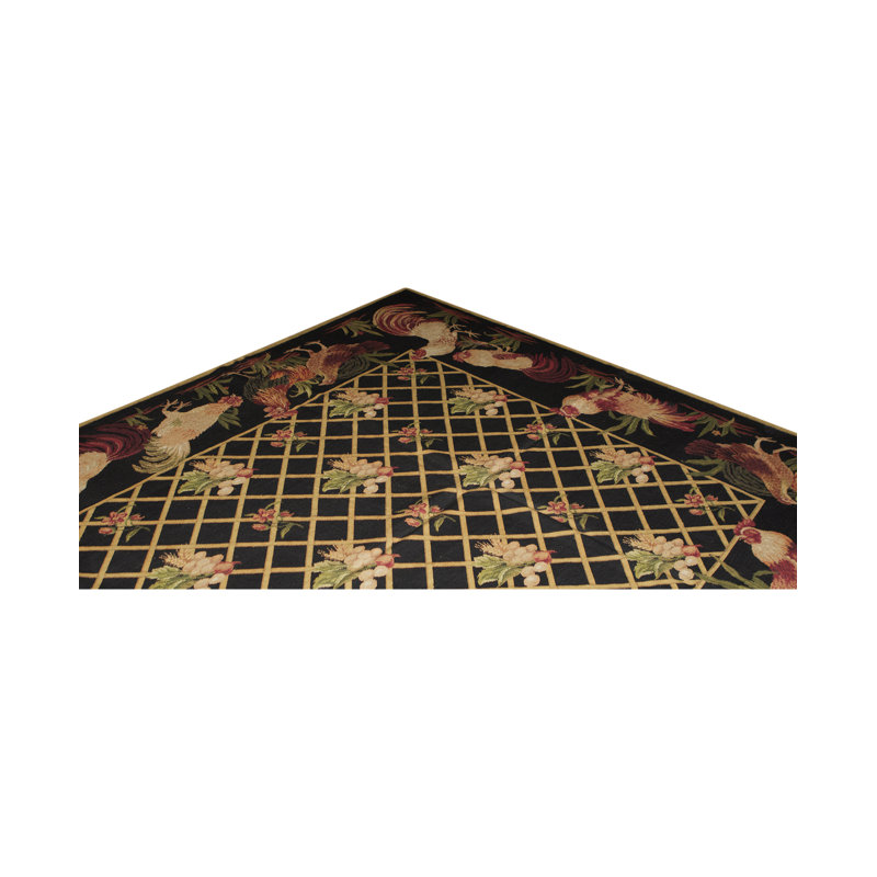 Hand-Knotted High-Quality Green/Black/Red Area Rug