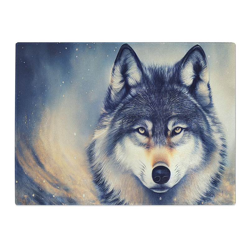 Wolf Art Painting  Glass Chopping Board
