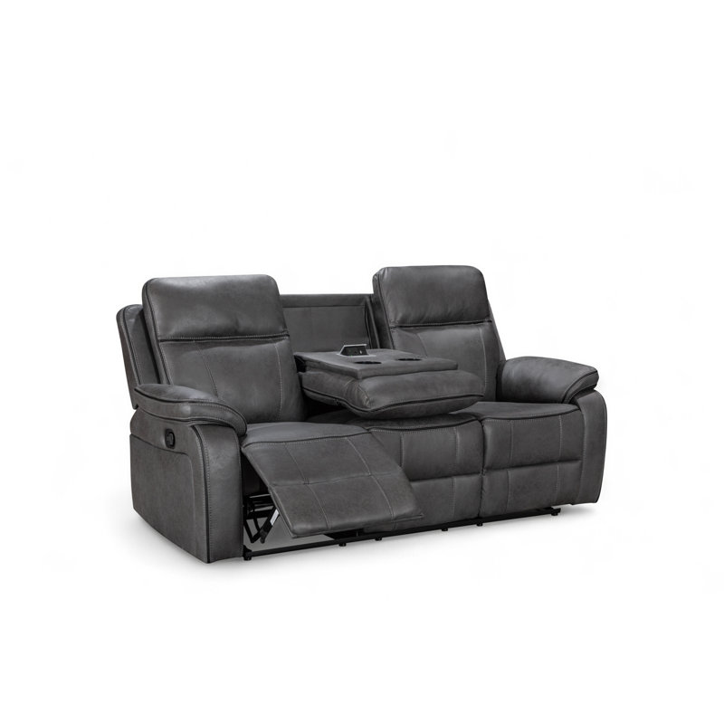 Faux Leather Reclining Sofa, 3