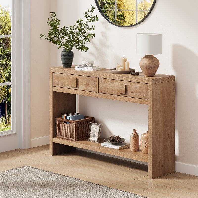 Console en bois avec 2 tiroirs, table de canapé pour le couloir, le vestibule, le salon, H 31,5 po x l 47,3 po x P 11,9 po