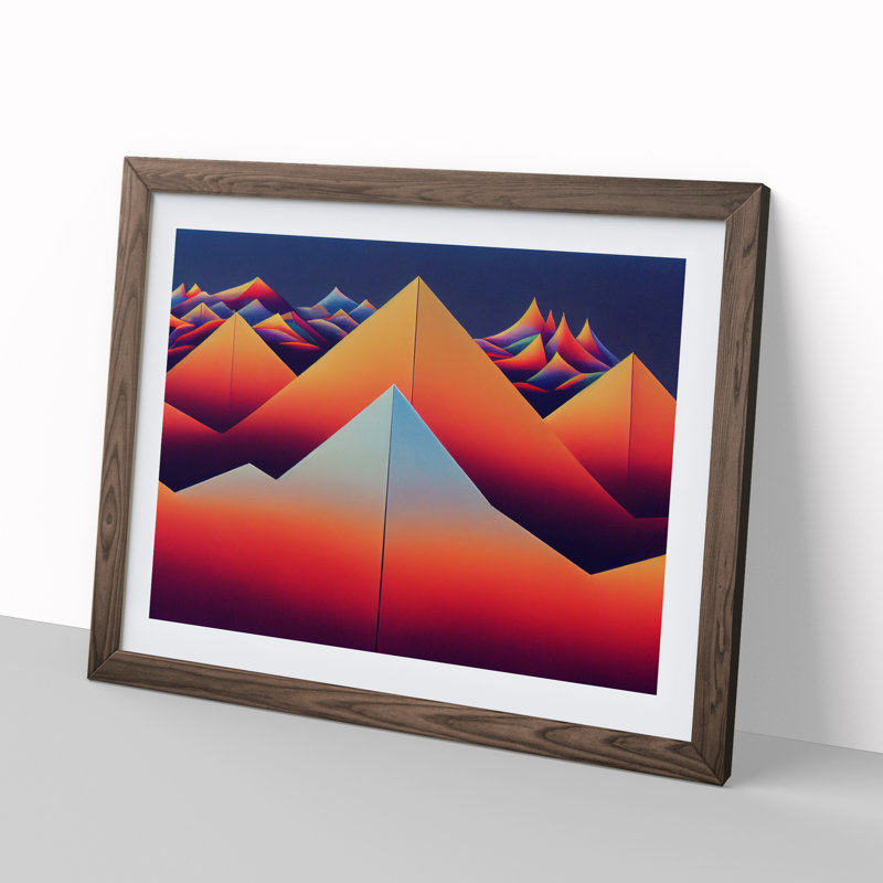 Spiked Abstract Mountains - Framed Print, Walnut, 46cm H x 64cm W x 2cm D