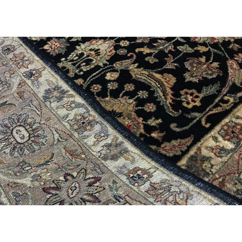 Wool Oriental Area Rug in Black/Camel