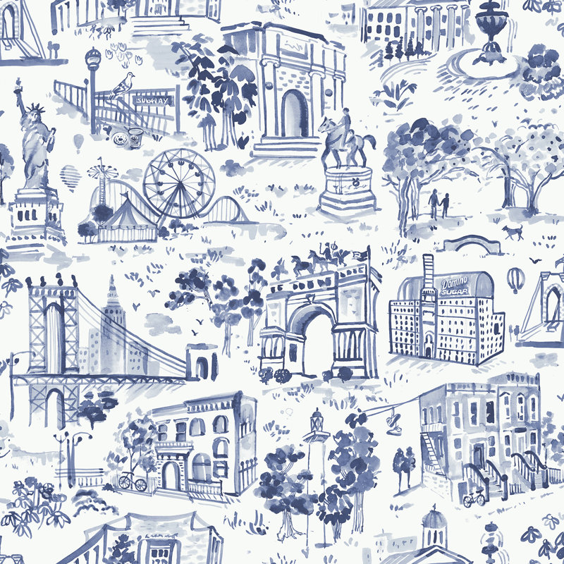 Papier peint adhésif Toile de New York, Bleu