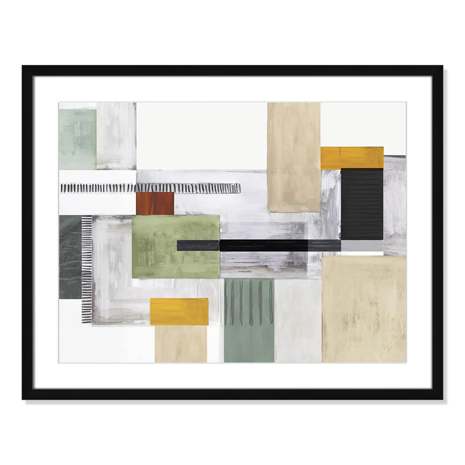 Playful Blocks Print by Tom Reeves, White, Black Box Picture Framed, 23.5" H x 29.5" W x 1.25" D