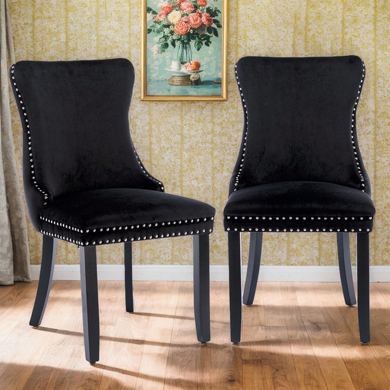 Chaise rembourrée à oreilles, Noir