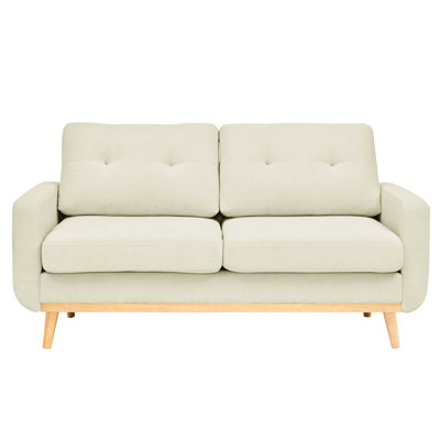 Revêtement Mid-Century moderne 2 places, 67,7 po de largeur, crème, 29,4 po de profondeur, pour discuter avec des pieds en bois, des sièges et un salon de conversation