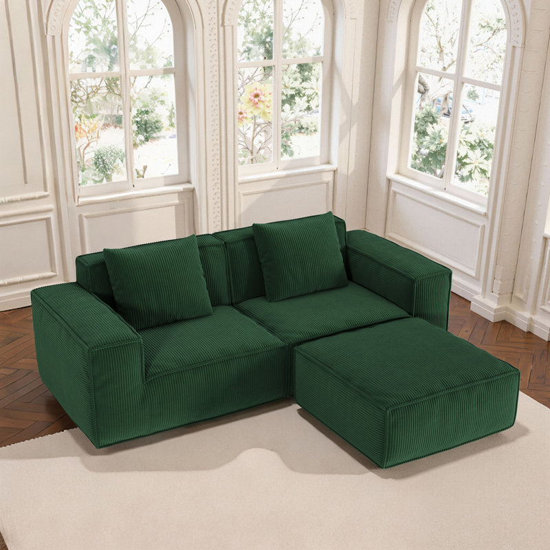 Canapé modulaire modulaire à conversion libre, 3, Vert, H 39,37 po x l 86,6 po x P 28,39 po