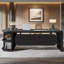 Bureau de direction en L 80,71 pouces, grande table de bureau avec classeur-919987392