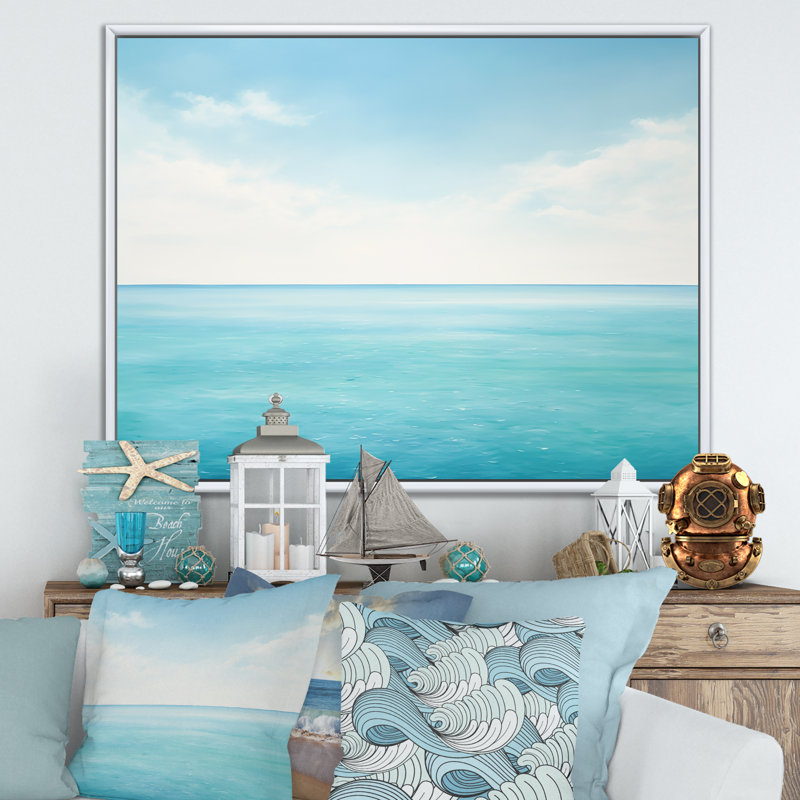 Impression sur toile Ocean Minimalisme Horizon II, H 16 po x l 32 po x P 1 po, Cadre flottant blanc