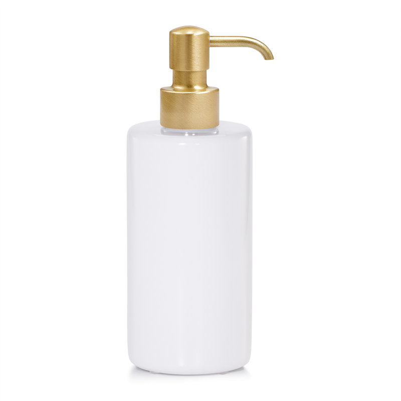 Domus White Gloss Soap / Lotion Dispenser, Polished Nickel