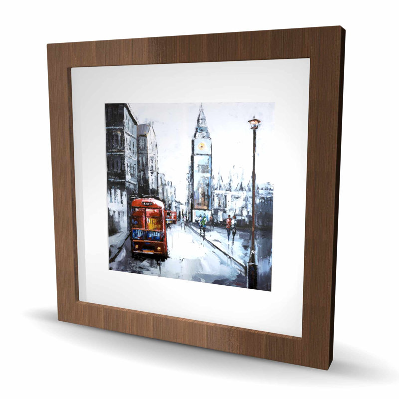 Abstrait Londres et bus rouge | Car Livingroom, reproduction encadrée