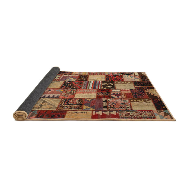 Tapis brun/beige/noir contemporain, Rond 3 pi