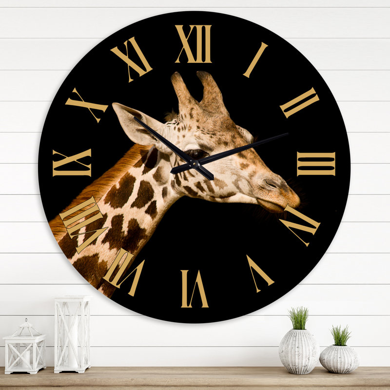 Gros plan, portrait d'une girafe IV - Horloge murale de ferme, Grand