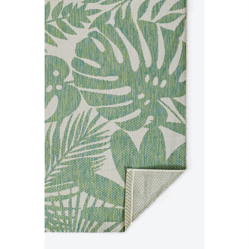 Tapis floral vert / blanc intérieur / extérieur Villa, Tapis de couloir 2 pi x 6 pi