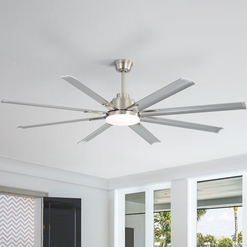 Ventilateur de plafond industriel standard à DEL 8 pales 84 pouces Brixham avec télécommande et commande vocale, 84"