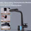 Robinet de cuisine à cascade avec affichage de la température, robinet de cuisine à poignée simple avec douchette rétractable, robinet d'évier de cuisine moderne, trois modes de sortie d'eau-121210007