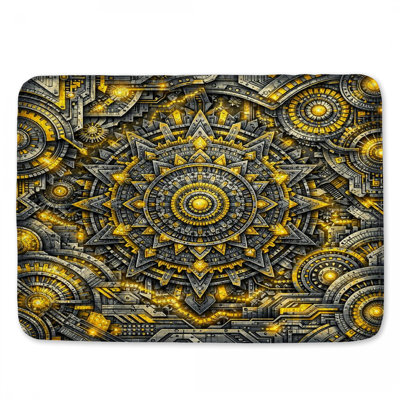 Intricate Metallic Mandala Bath Mat