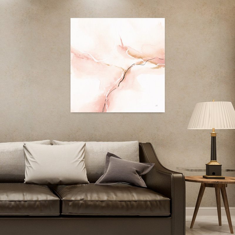 Marbre rose I, art contemporain abstrait, H 32 po x l 32 po