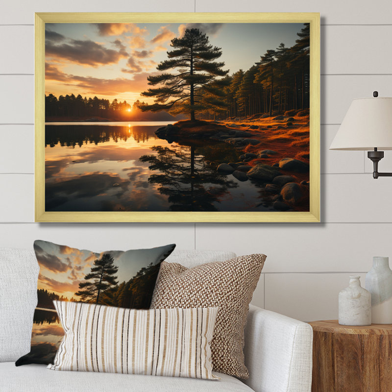 Sérénade de pin sur toile, H 12 po x l 20 po x P 1 po, Cadre doré à une seule photo