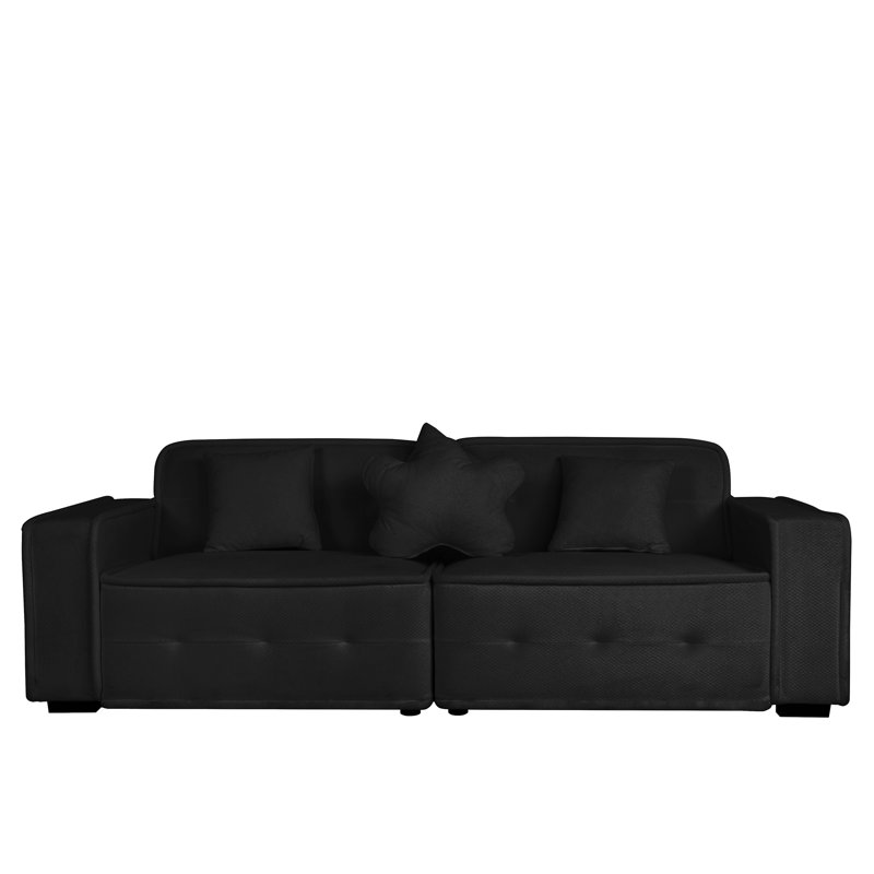 Canapé rembourré Marquida, 100 % polyester noir