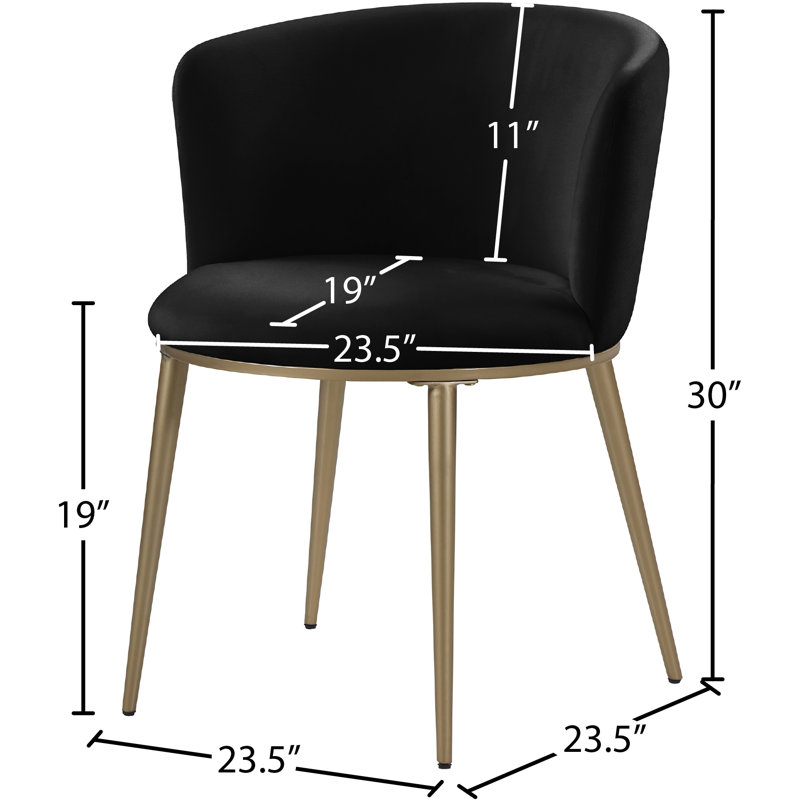 Chaise en velours Skylar, Velours noir, Or brossé