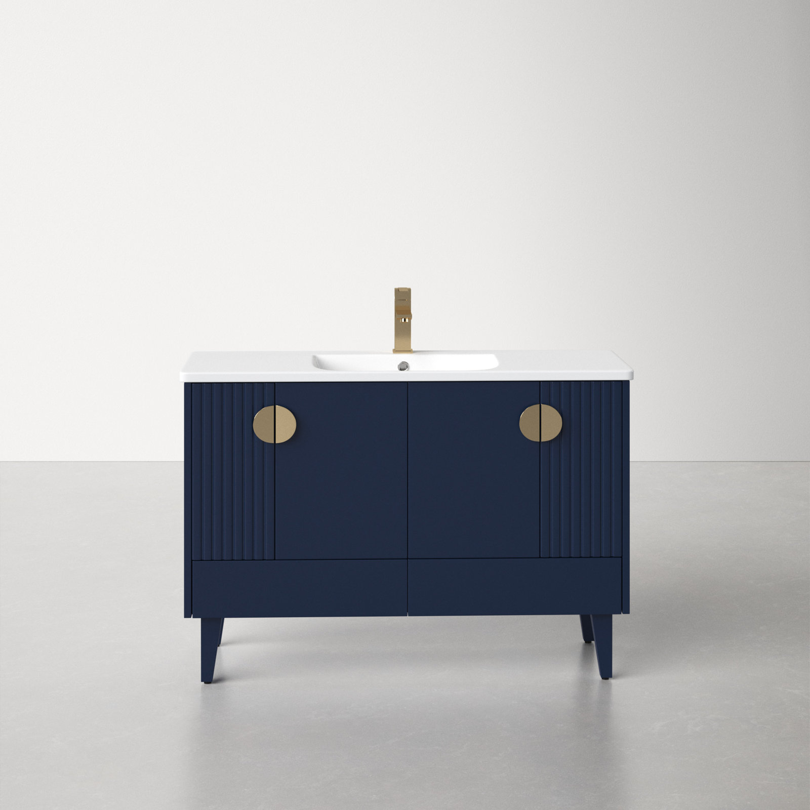 Saimah 48'' Single Bathroom Vanity, Satin Brass, Navy Blue