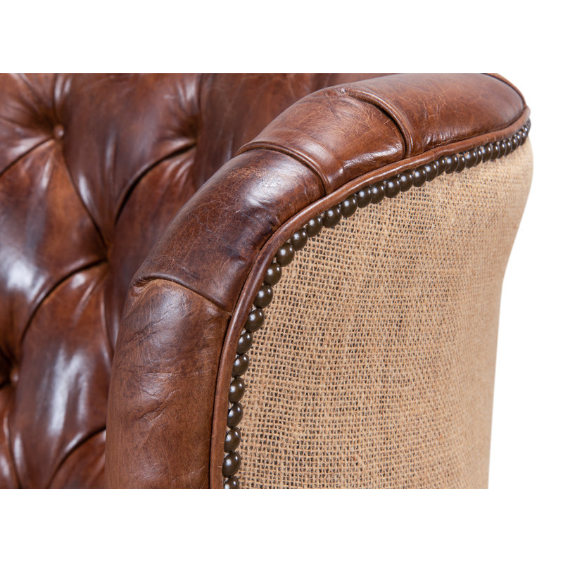 Welsh Wingback Chair, Vintage Cigar Genuine Leather