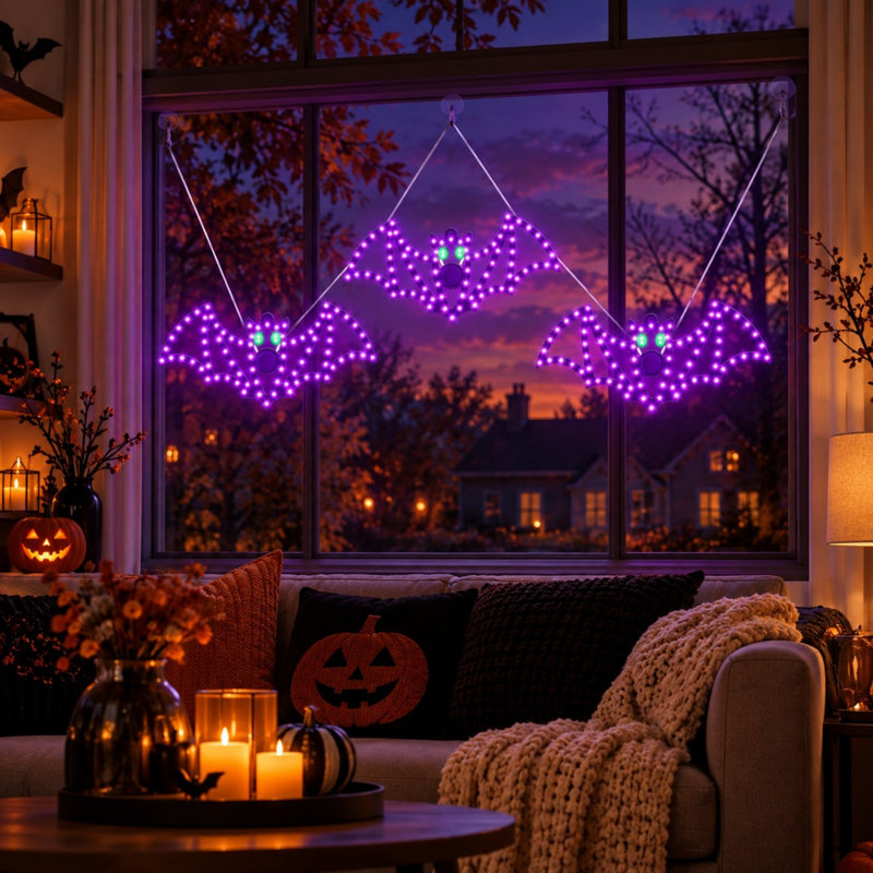 Guirlande lumineuse DEL chauve-souris de 3 pièces de 35,5 cm (14 po) avec effet scintillant violet
