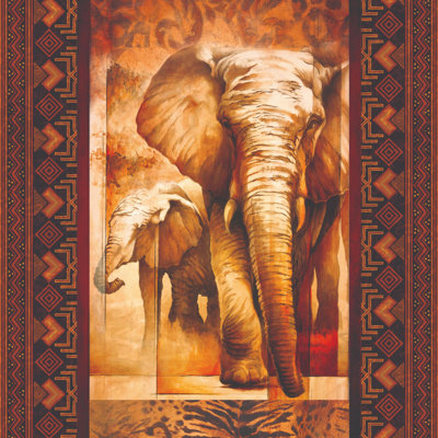 Marching Spice Elephants - Wrapped Canvas Print