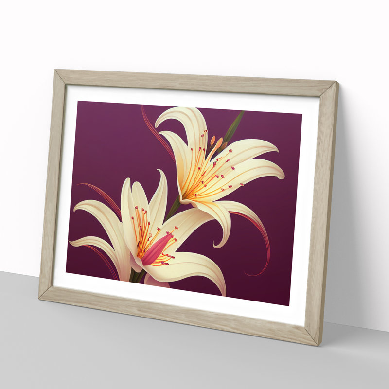 Dazzling Lily Flowers - Framed Print, Oak Framed, 34cm H x 46cm W x 2cm D