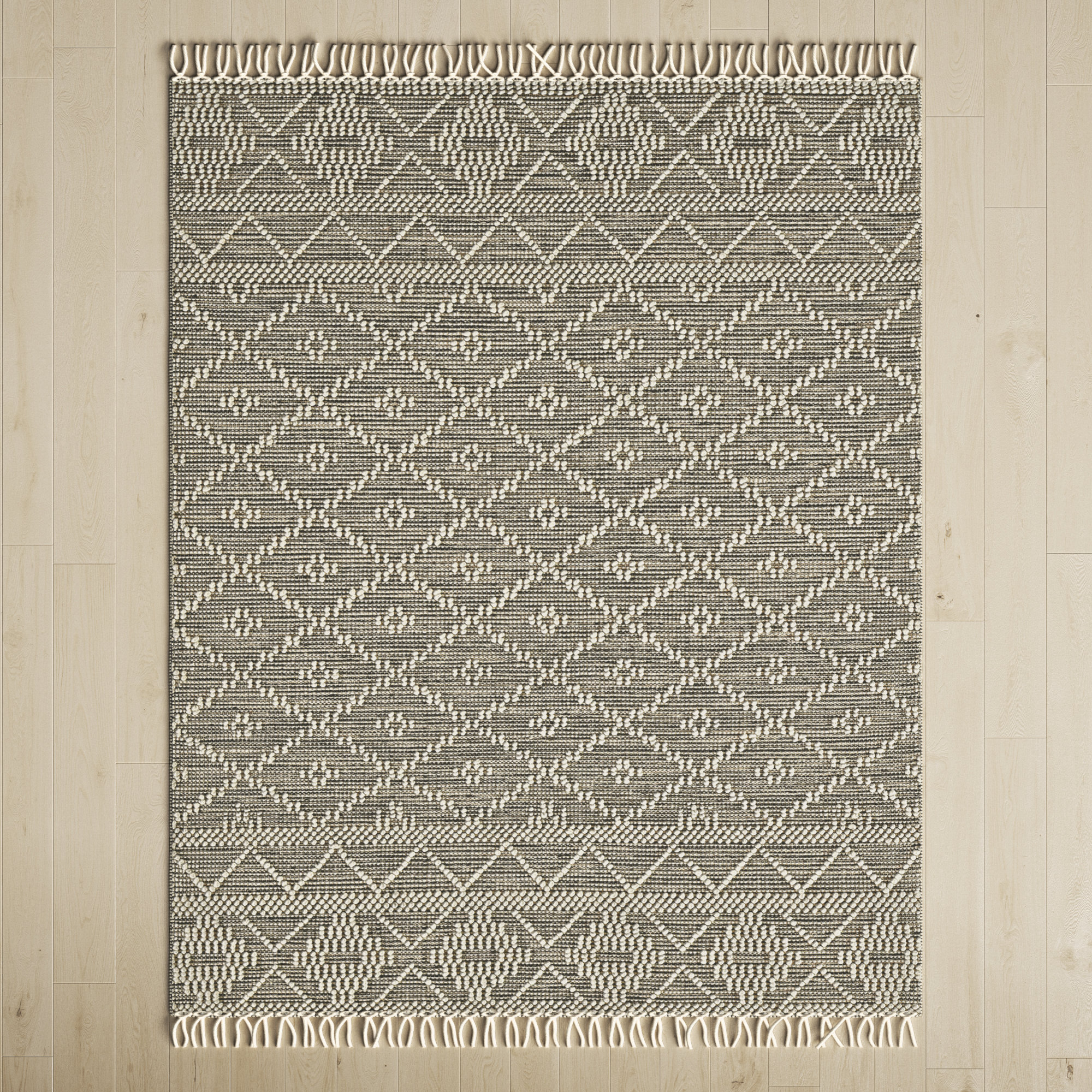 Alyson Handmade Beige/Gray Rug, Rectangle 8' x 10'
