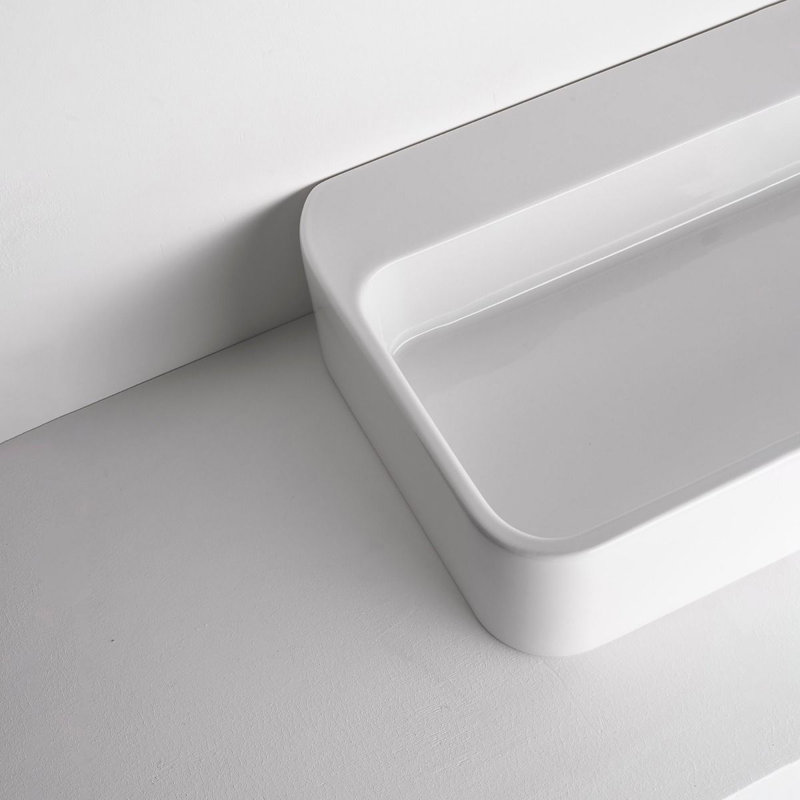 WS Bath Collections Cosa 17.7'' Ceramic Rectangular Bathroom Sink with Overflow, Three Holes, Glossy White