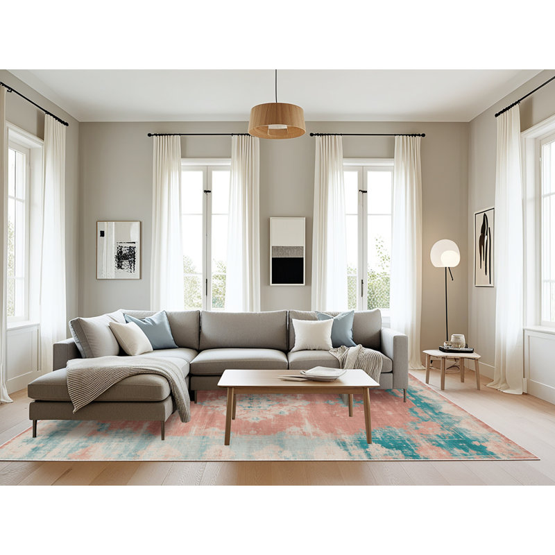 Tapis beige surteint lavable à la machine, Rectangle 6 pi x 9 pi