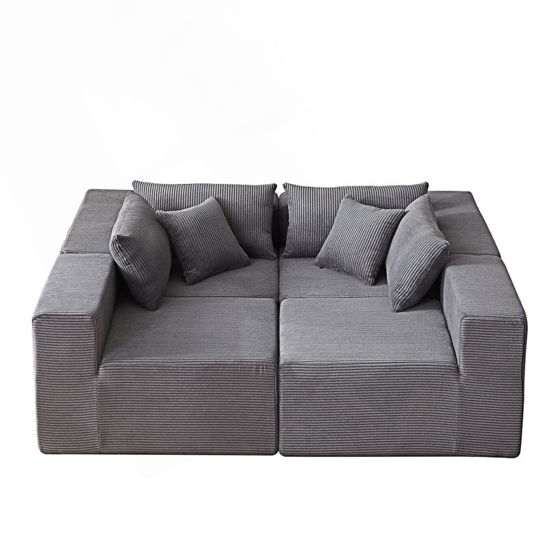Riaan Modular Sectional Sofa, Gray Corduroy