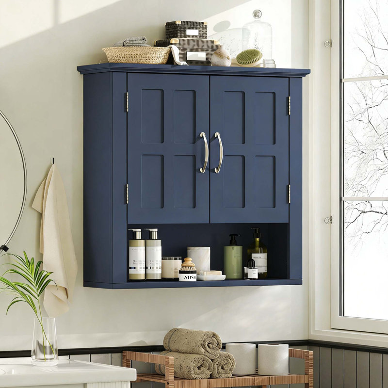 Armoire de rangement murale multifonctionnelle avec tablettes réglables, Bleu