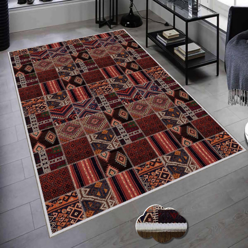 Premium Woven Area Rug, 100% Polyester, 4.6 x 7.2 ft | Antibacterial, Non-Slip PVC Dot Underside | 3D Digital Printing, Machine Washable, Pile Height: 0.3 in | Ideal for Living Room, Bedroom, and Dining Spaces