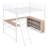 Metal Loft Bed with 3 Layers of Shelves and L-shaped Desk-289689416-289689414