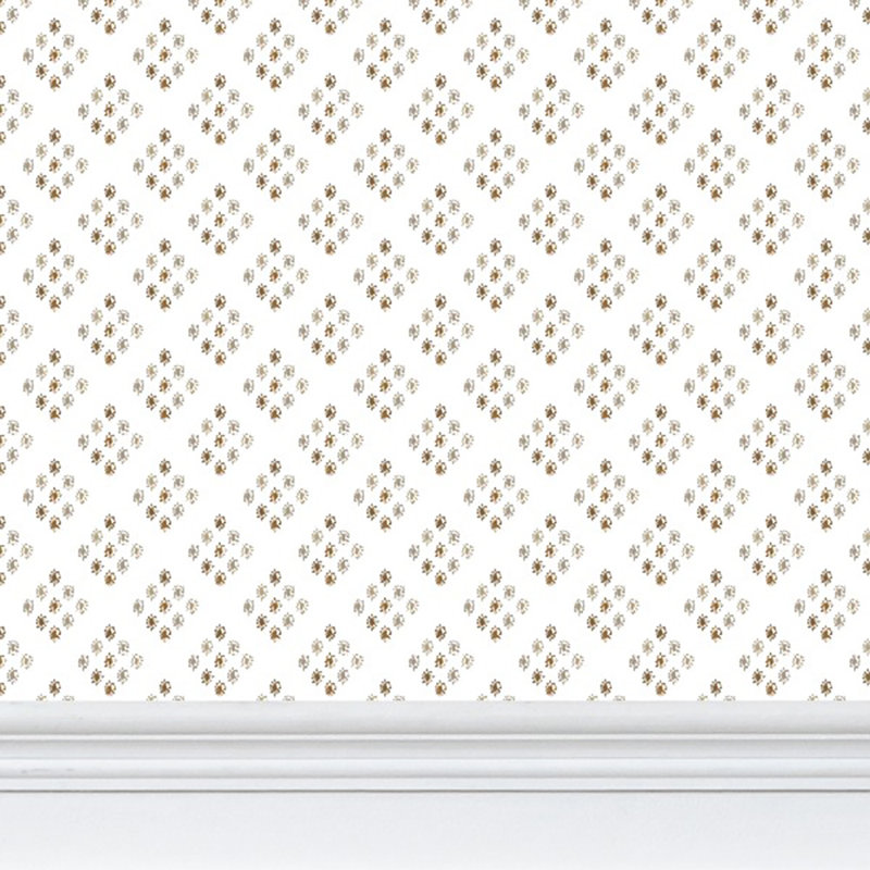 British Brooch Small Repeat Luxury Wallpaper, Cognac, Matte Paper