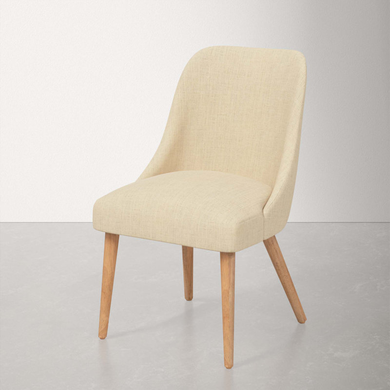 Chaise en bois massif Lozelle, Bois naturel, Lin classique