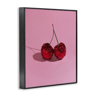 Glitter Encrusted Cherries Framed Giclee, design by LISH Creative
