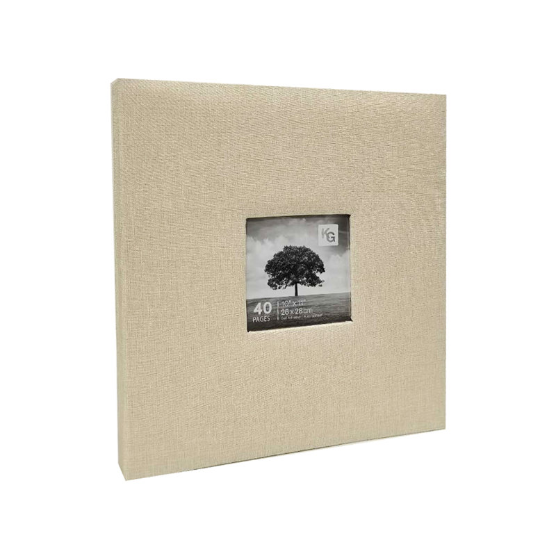 Cream Linen Fabric Photo Album with Self-Adhesive Pages