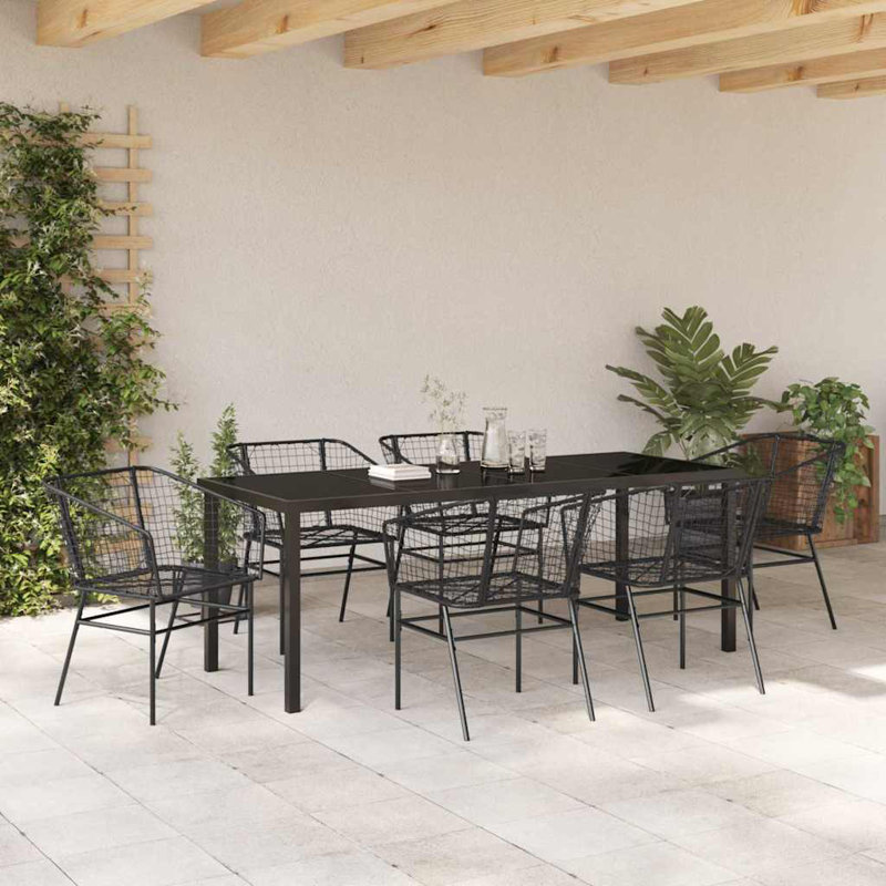 Emiya 6 - Person Patio Dining Set Rectangular Table, Black