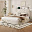 Lit plateforme Queen Size avec tête de lit ajustable et tiroirs de rangement, beige-695053005-695053007