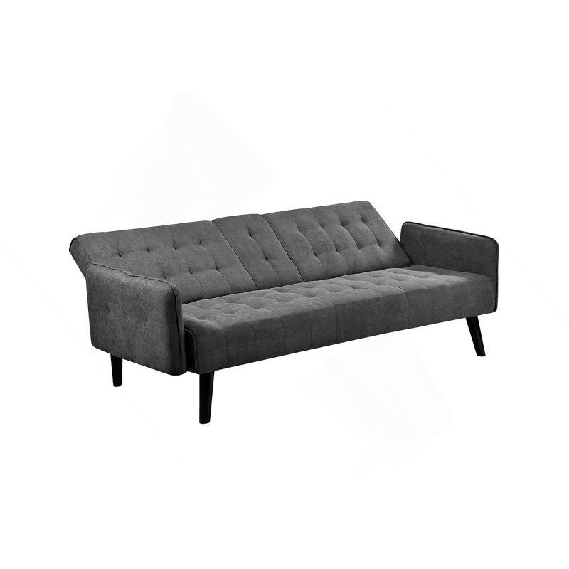 Canapé-lit de 72 po - Dossier convertible pliant en lit double avec porte-gobelet et table rabattable - Canapé en lin compact pour petits espaces - Assemblage facile, gris foncé