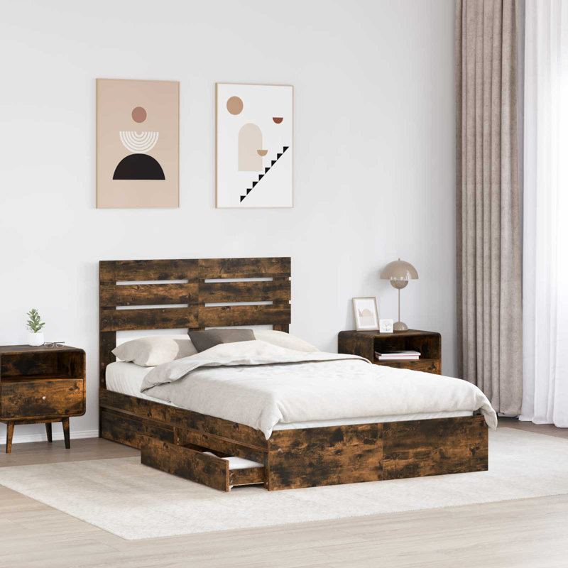 Bed, Smoked Oak, Double (4'6)