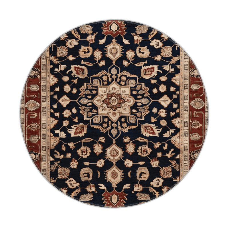 Tapis d'intérieur et d'extérieur brun Persian, Rond 5 pi