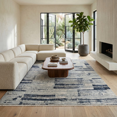 Ensemble Modern Industrial Hand-Knotted New Zealand Wool Area Rug