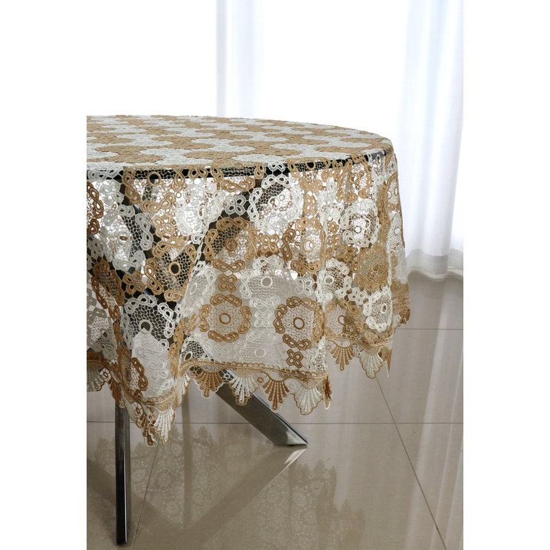 Nappe circulaire à motif géométrique Lecomte, 72 po x 72 po